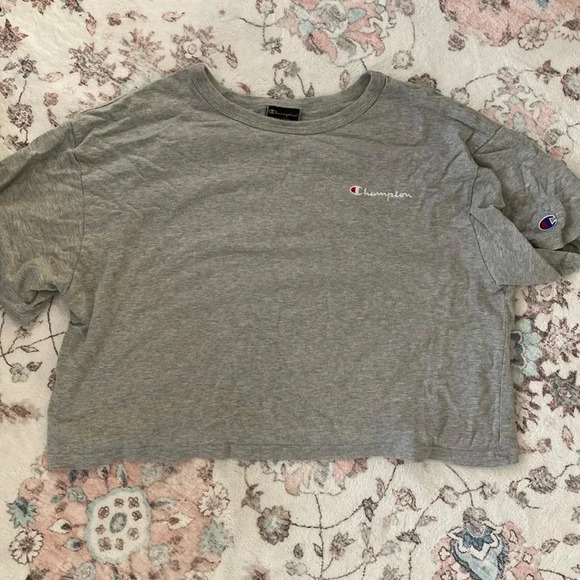 Champion Womens Cropped Gray T-Shirt XLARGE - Picture 1 of 3